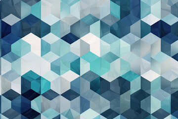 Hexagonal Waves in Cool Tones of Blue and Grey, generative ai
