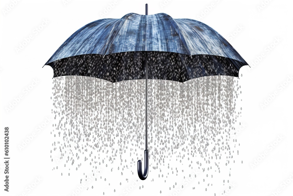 Poster drawing of umbrella with water drops isolated on white background. generated by ai.