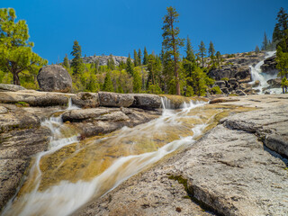 Long exposure of bassi falls in northern california in spring 