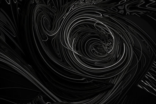 mesmerizing swirl of chaotic lines and shapes, forming a hypnotic and fascinating pattern on a black background, generative ai