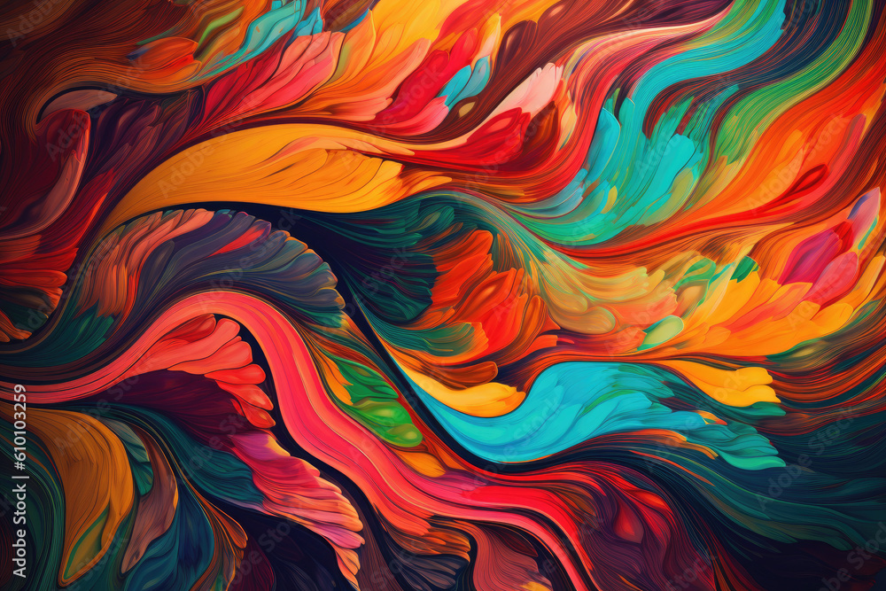 Wall mural Mesmerizing Swirls and Curves in Vibrant Hues, generative ai