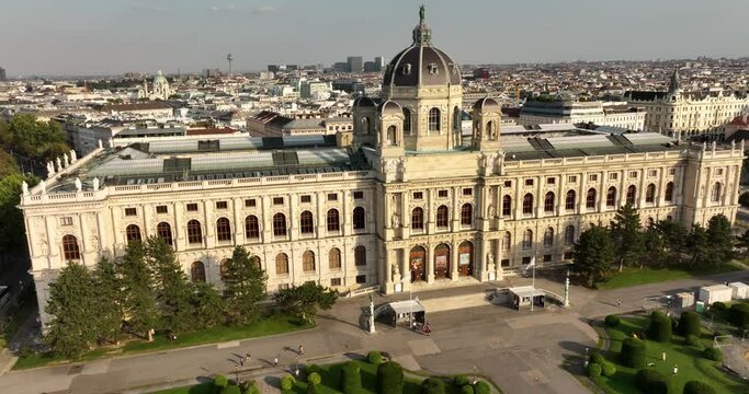 Aerial view of Maria Theresia Museums Quartier. Maria Theresien Platz. Art History Kunsthistorisches Museum in Vienna, Austria. Ringstrasse street, Vienna, Austria, Europe. Museumsquartier.