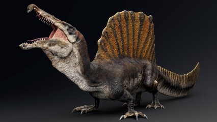 Fototapeta na wymiar Spinosaurus pose render of background. 3d rendering