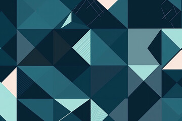 Minimalistic and modern seamless pattern featuring geometric shapes in various shades of blue, generative ai