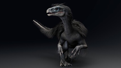 Fototapeta premium Therizinosaurus pose render of background. 3d rendering
