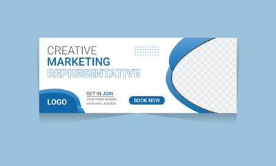 Blue and gradient colors business facbeook cover banner design Template for Instagram, social media, web banner post. editable white background