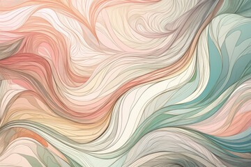 Pastel Abstract Art with Swirls and Lines, generative ai