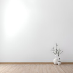 Fototapeta na wymiar A white room with a plant in the corner