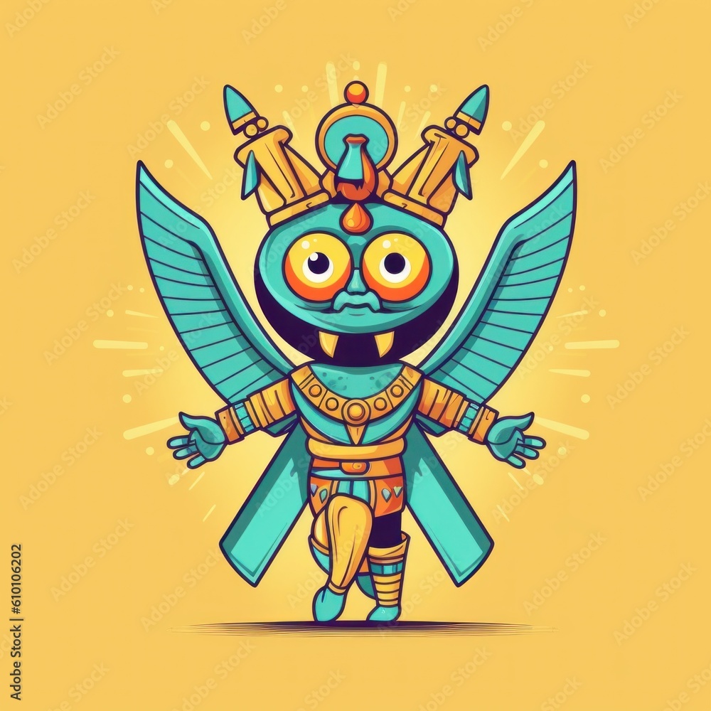 Poster a cartoon character of a bird with wings. generative ai image.