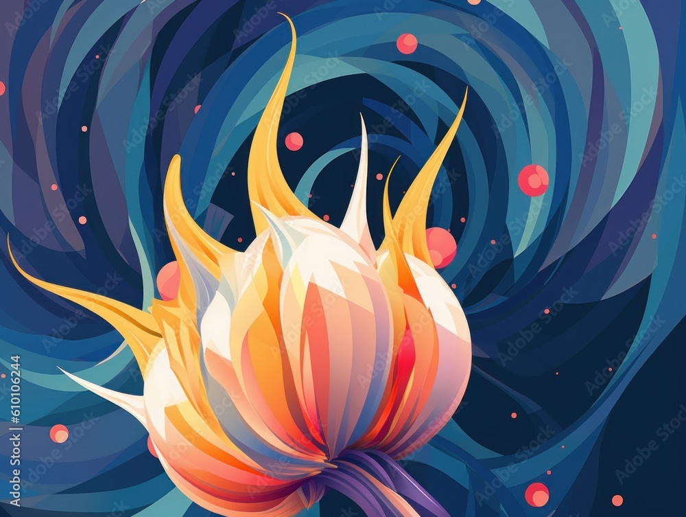 Poster a flower that is sitting on a table. generative ai image.