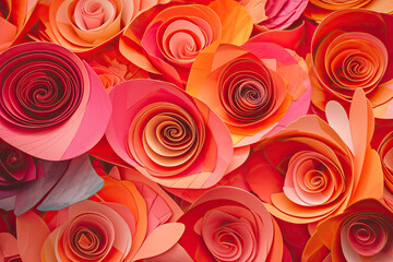 Playful spirals in shades of pink and orange, creating a sense of joy and happiness, generative ai