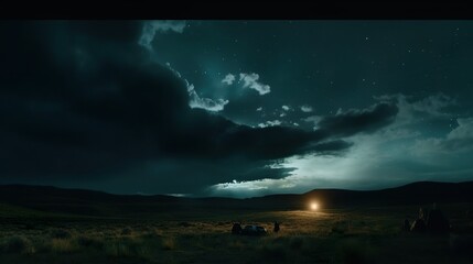 Fototapeta premium beautiful night on the grassland