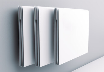 A set of folders on a gray surface, Cardboard folding page dividers stock, minimalist design, modern. Generative Ai.