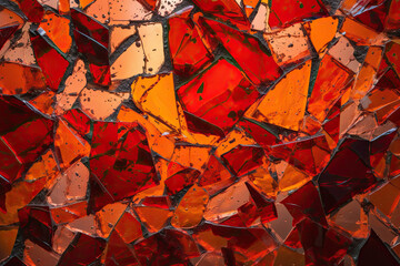Shattered Glass with Vibrant Red and Orange Tones, generative ai