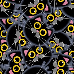 Halloween cartoon seamless cats pattern for wrapping paper and linens and fabrics and kids clothes print