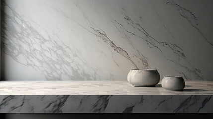 Modern and minimal white marble stone for beauty and luxury product presentation