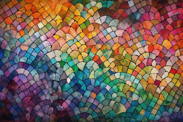 Tie-Dye Mosaic Tiled Wallpaper of Multicolored and Twisted Patterns for a Bold and Textured Look, generative ai