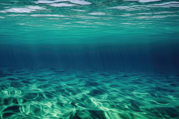 Fototapeta na wymiar tranquil background of serene rippled surfaces in shades of blue, green, and aqua, resembling the calm waters of a tropical ocean, generative ai