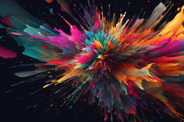 vibrant and dynamic wallpaper featuring colorful glitched patterns in neon shades, resembling a futuristic circuit board, generative ai