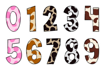 Handcrafted Cow Texture Letters. Color Creative Art Typographic Design