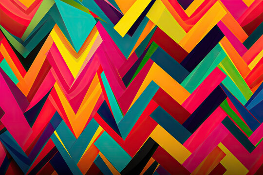 Fototapeta Vibrant Zigzag Patterns in Bold Colors, generative ai