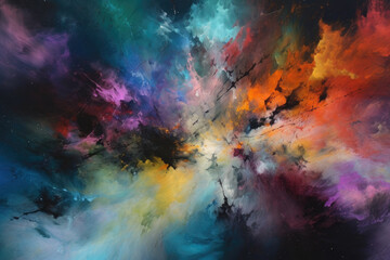 Obraz na płótnie Canvas Wallpaper of Galactic Nebula in Spray Paint Art, generative ai