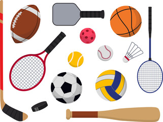 Sport Equipment Set. Collection Of Sports Tools. Vector Illustration In Flat Style