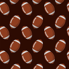 Pattern With American Football Balls. Sport Concept Vector Illustration In Flat Style