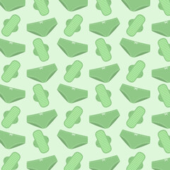 Pattern In Green Colors With Menstrual Pads And Underwear. Vector Illustration In Flat Style