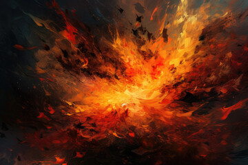 Wild Flames Dancing in an Abstract Landscape, generative ai