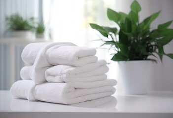 Fototapeta na wymiar Clean fresh towels, generative ai