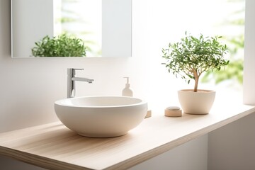 Naklejka na ściany i meble Bathroom sink in modern interior, generative ai