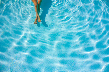 Blue water in the pool