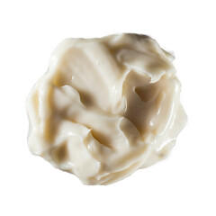 Dense body cream texture on transparent background. The color of the cream is light beige.