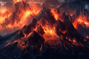 Mountains in hell, flames