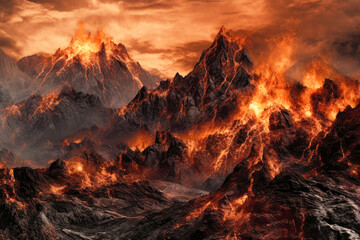 Mountains in hell, flames