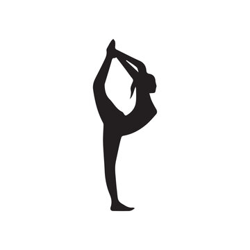 A cute girl in yoga position silhouette vector art