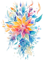 Abstract watercolor flower in the mandala style. Generative AI