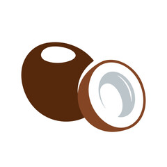 Coconut icon isolated on white background. Cartoon style. Vector illustration