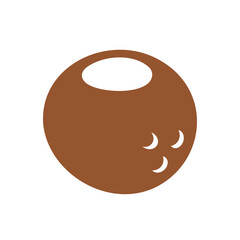 Coconut icon isolated on white background. Cartoon style. Vector illustration