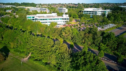 Reading, United Kingdom - A view along the river Thames at Thames Valley Park