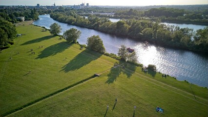 Reading, United Kingdom - A view along the river Thames at Thames Valley Park