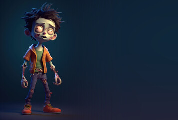 Obraz premium Cute Cartoon Zombie Monster Character for Halloween. Generative AI