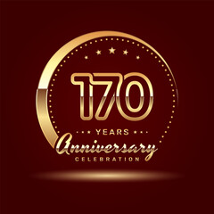 Fototapeta na wymiar 170 year anniversary celebration logo design with a number and golden ring concept, logo vector template