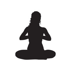 One girl in meditation silhouette illustration