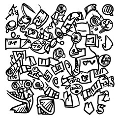 hand drawn illustration set of characters