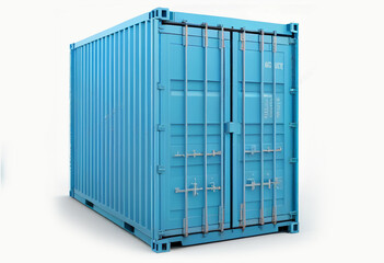 blue container on a white background. ai generated Generative AI