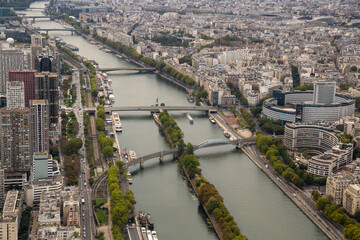 View of the Seine River from the top of the Eiffel Tower