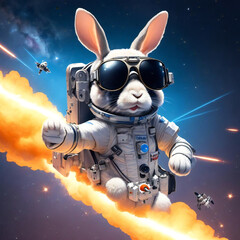 宇宙を旅するウサギ