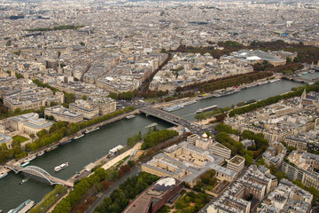 The Seine River in Paris France from the Top of the Eiffel Tower
